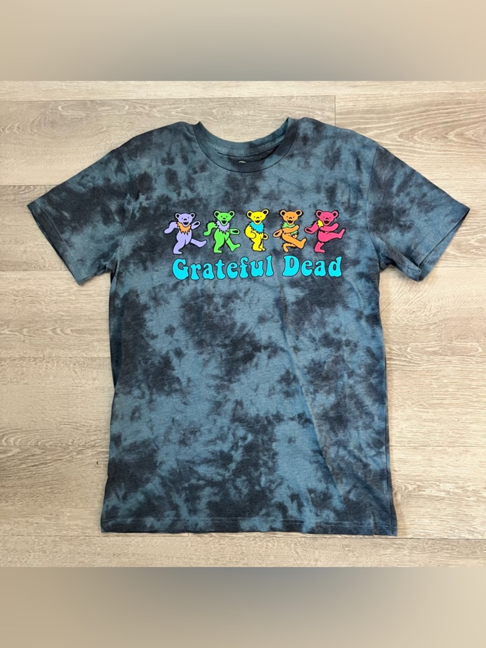 Grateful Dead Kids Tie-Dye Tee with Multicolor Dancing Bears - Blue/Black
